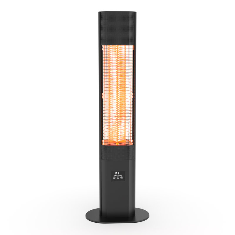 Chauffe-terrasse électrique 1500W avec télécommande, 5 réglages de puissance, minuterie 24H