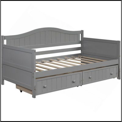 Twin Wooden Daybed With 2 Drawers, Sofa Bed For Bedroom Living Room,No Box Spring Needed