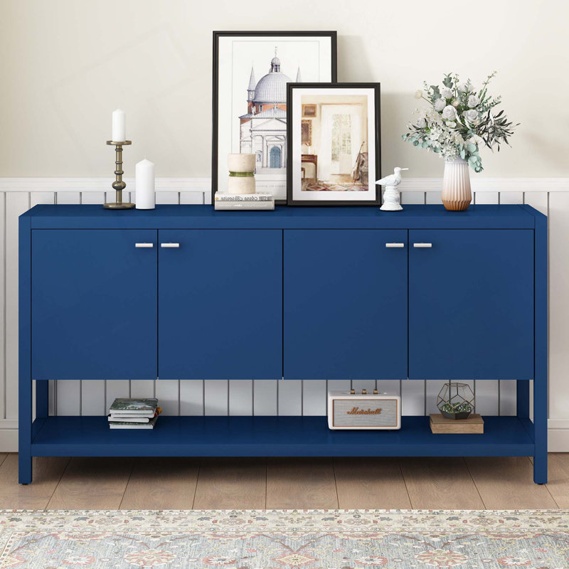 Functional Entryway Console Table With Ample Storage, Navy Blue