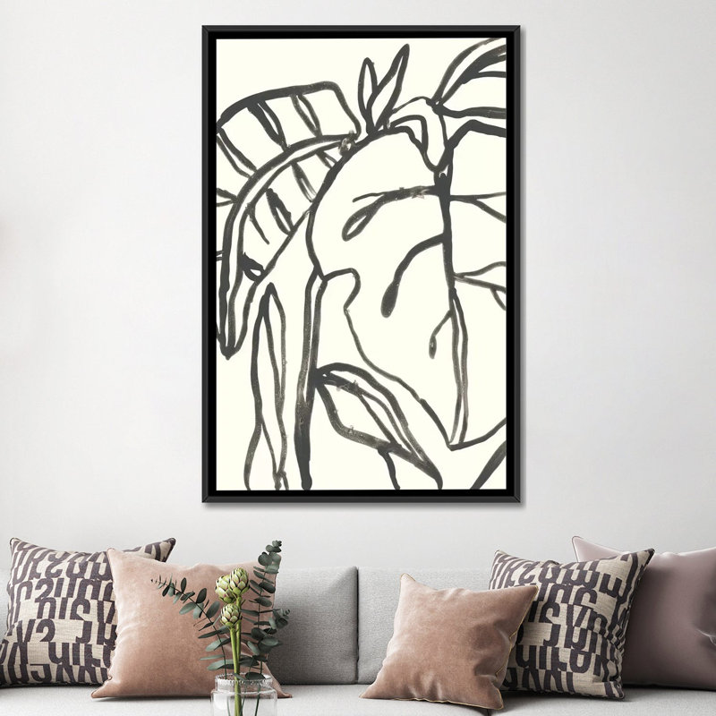 « tropical contour i », impression sur toile, H 26 po x l 18 po x P 1,5 po, Toile avec cadre noir, Pas de tapis