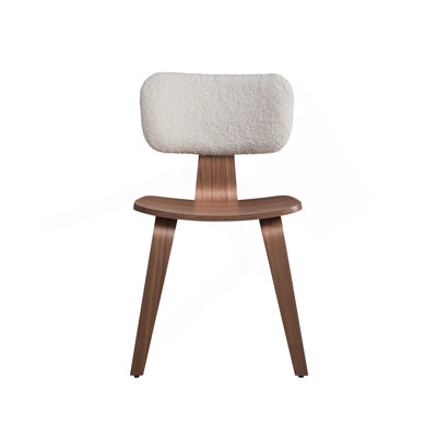 Ensemble de 2 chaises d'appoint à finition noyer avec dossier courbé et rembourré blanc