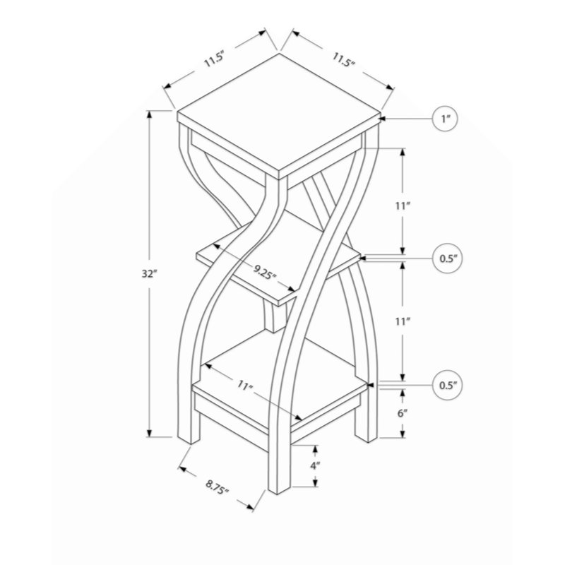 Accent Table Living Room End Table Square Side Table Wood End Table Plant Stand Corner Side Table, Black