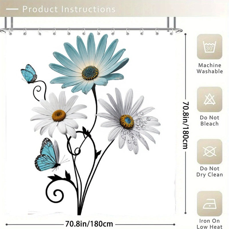Rideau de bain Daisy & Turquoise