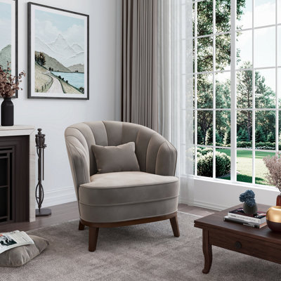 Fauteuil d'appoint rembourré en tonneau, gris