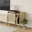 Record Player Stand With Vinyl Storage, Turntable Stand & Record Player Table With Storage Shelf & Rattan Cabinet Door