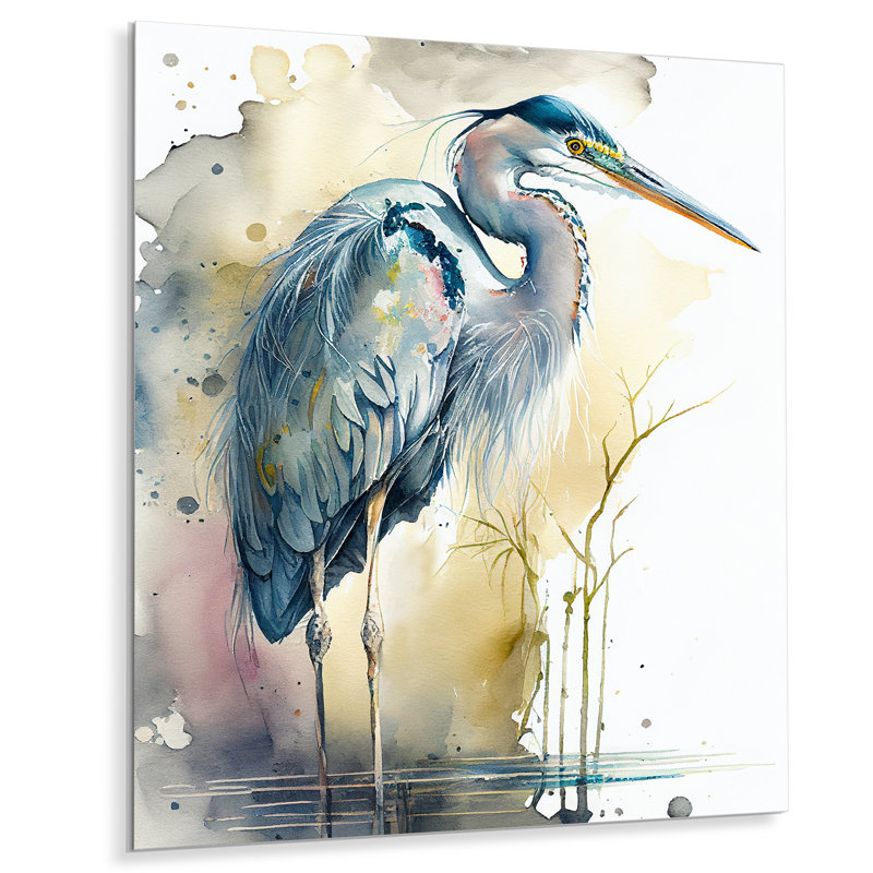 - Décoration murale en métal Heron animaux, H 32 po x l 24 po