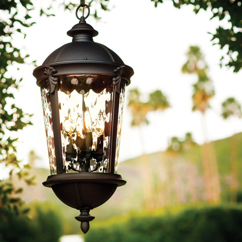 Windsor 4 -Bulb 28.5" H Outdoor Hanging Lantern, Black