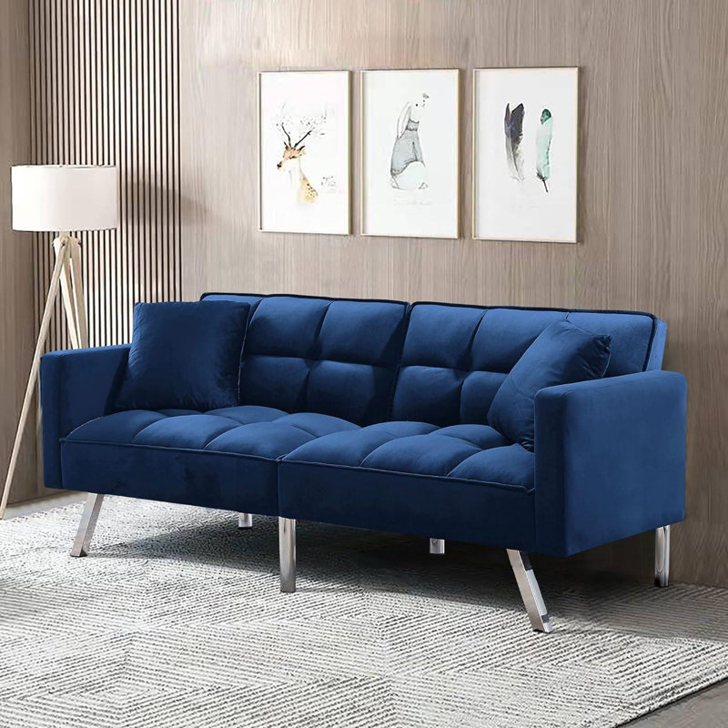 Orianna 2 Seater Velvet Sleeper, Blue Velvet