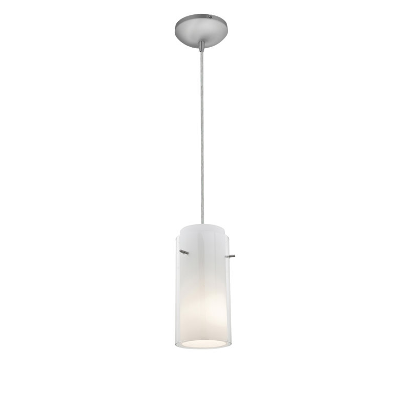Clarksburg 1 - Light Single Pendant, Brushed Steel, Clear Opal
