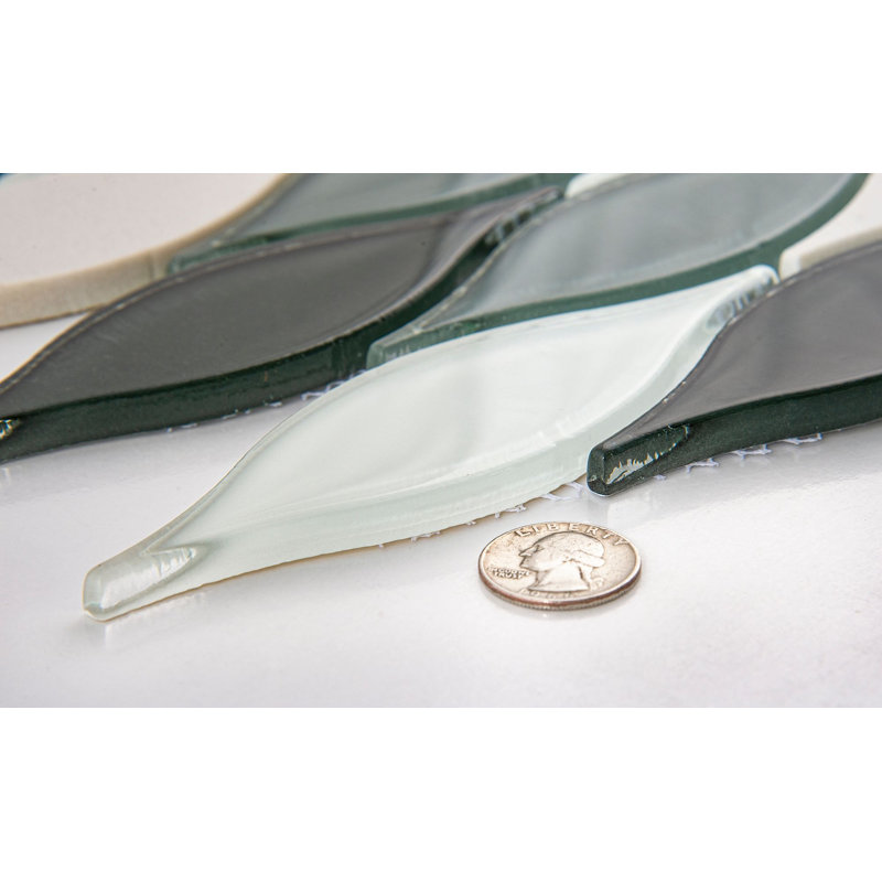 Zeille Glass and Metal Arabesque Mosaic Tile, Rain