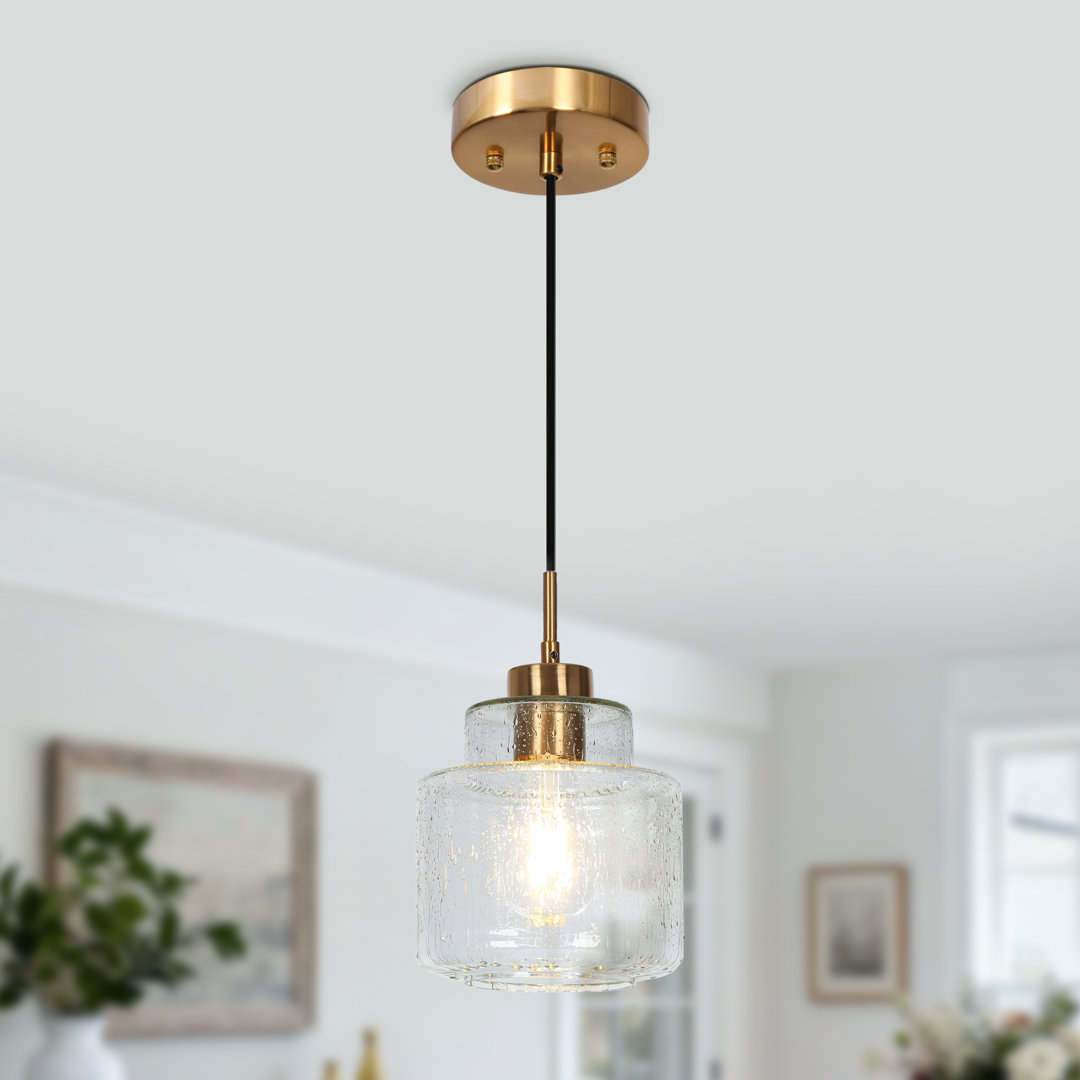 Meya 1 - Light Single Drum Pendant with Raindrop Glass Breakwater Bay