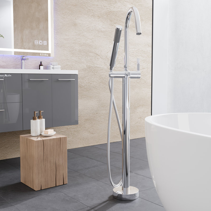 Eviva Modem Single-Handle Freestanding Tub Faucet With Hand Shower, Chrome