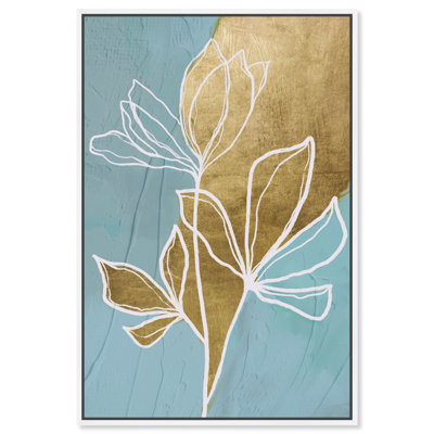 Blooms In Sky Blue Canvas Blue Floral Abstract Wall Art by Dakota Fields