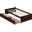Lit simple avec 2 tiroirs, lit en bois d'hévéa massif, espresso-847093312