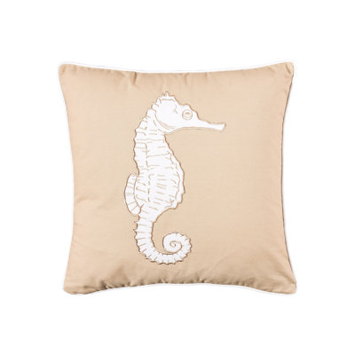 Seaside Seahorse Applique Throw Pillow