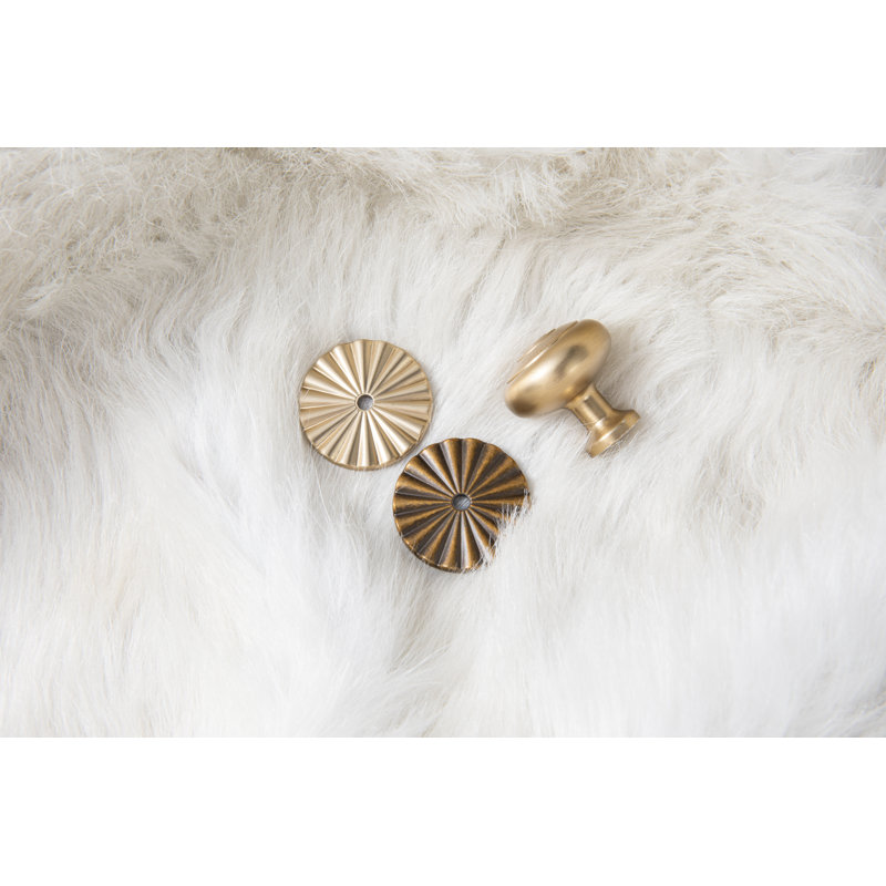 Decorative Round Mushroom Cabinet Knob, Retro Solid Metal Drawer Pull Knob with Multiple Backplate Options, Bronze champagne