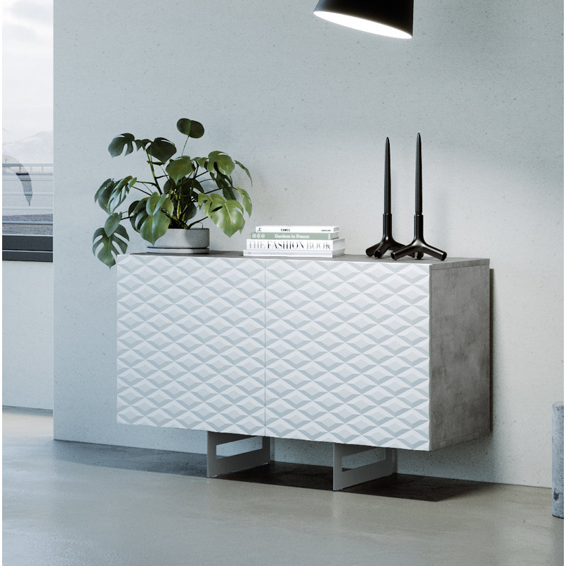 Erhart 110cm Sideboard, Concrete/White
