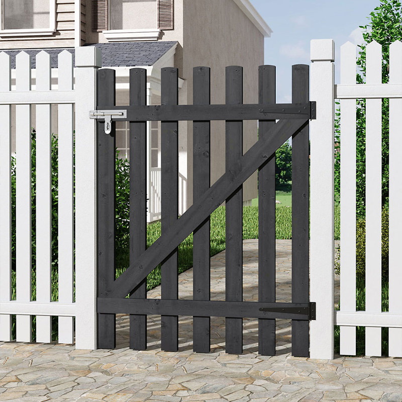 Caskey Garden Wood Fence Gate with Latch, 120cm H x 90cm W x 1.5cm D
