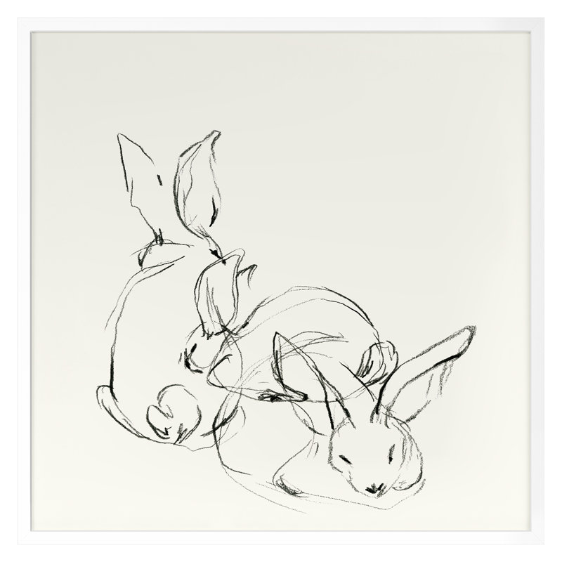 Bunny Group 2 Print by Katie Todaro, 20" H x 20" W, White Framed