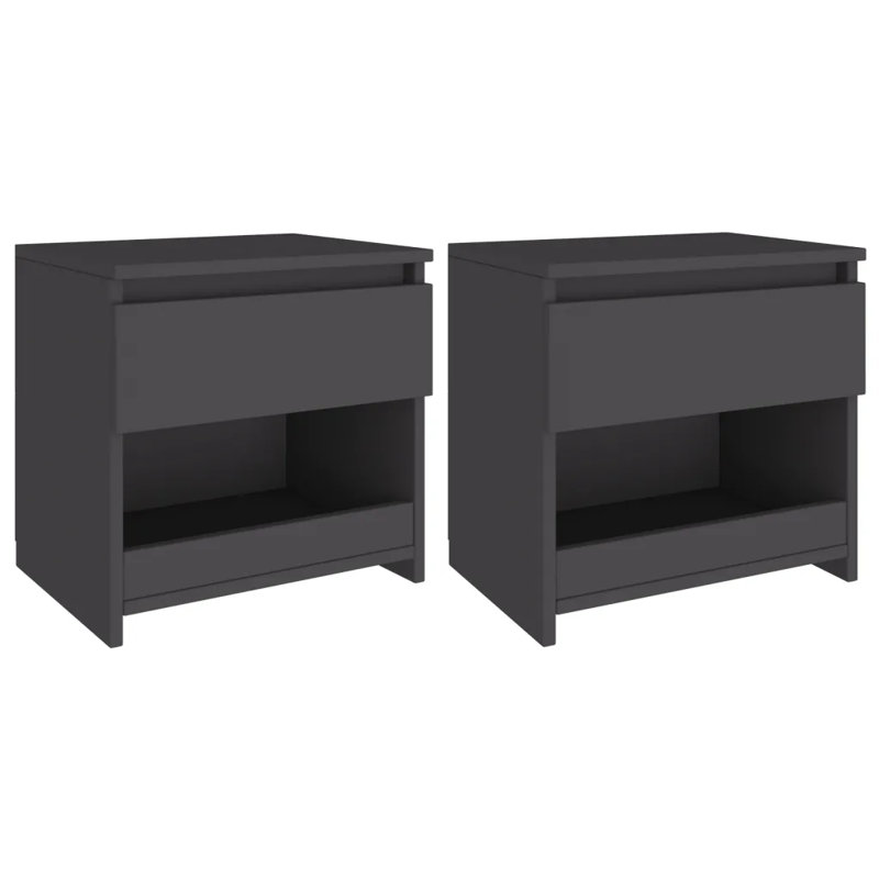 vidaXL Bedside Cabinets Nightstand End Table 15.7"x11.8"x15.4" Engineered Wood, Gloss White