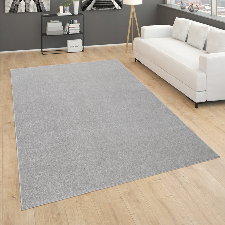 Rectangle Lisco Solid Machine Made Polypropylene Area Rug in Silver