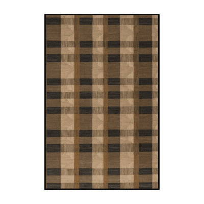 Machine Washable Checkered Brown Area Rug