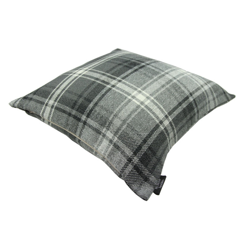 Griffith Plaid Square Cushion, Charcoal Grey, 43 x 43cm