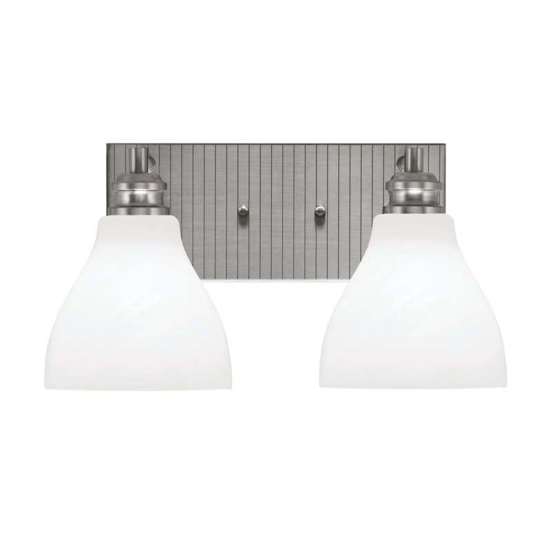 Éclairage pour meuble-lavabo à 2 lumières Jarka, Blanc, Nickel brossé