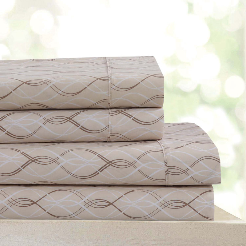 600 Thread Count Egyptian Quality Cotton Printed Sheet Set, Queen Sheet Case Pack with 3 Additional Pieces
