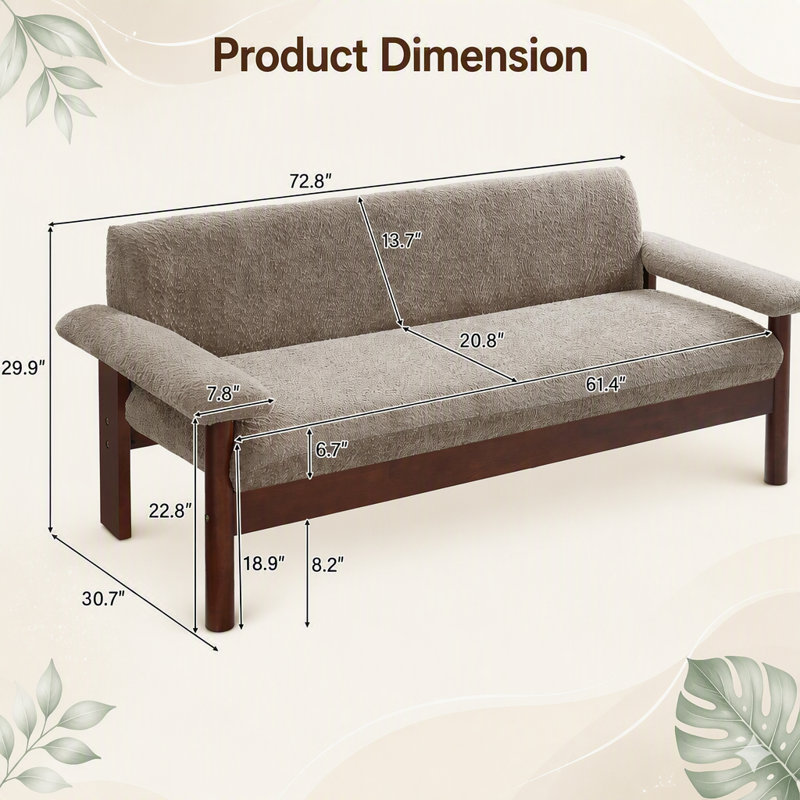 Canapé moderne à 2 places avec accoudoirs pour des espaces de vie compacts et un confort de tous les jours., Polyester brun