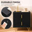 Black Bedside Table with 2 Drawers, Fluted Front, Gold Hairpin Legs, 40x40x47cm MDF, Modern Small Side Table