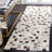 Herren Hand Woven Leather/Felted Cloth Geometric Rug in Ivory/Black-1941056404