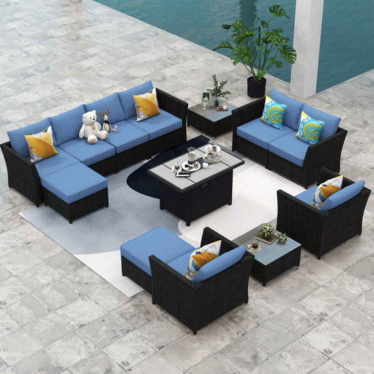 Paulsen Premium All-Weather Wicker 8 - Person Modular Patio Conversation Sets with Cushions