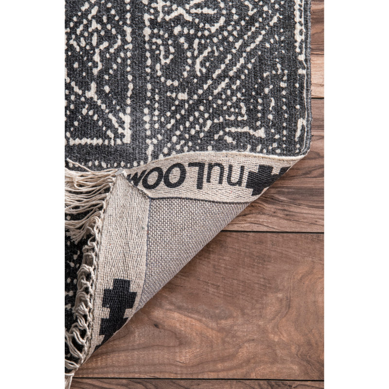 Tapis gris foncé tissé à la main à motif oriental, Rectangle de 5 pi x 8 pi