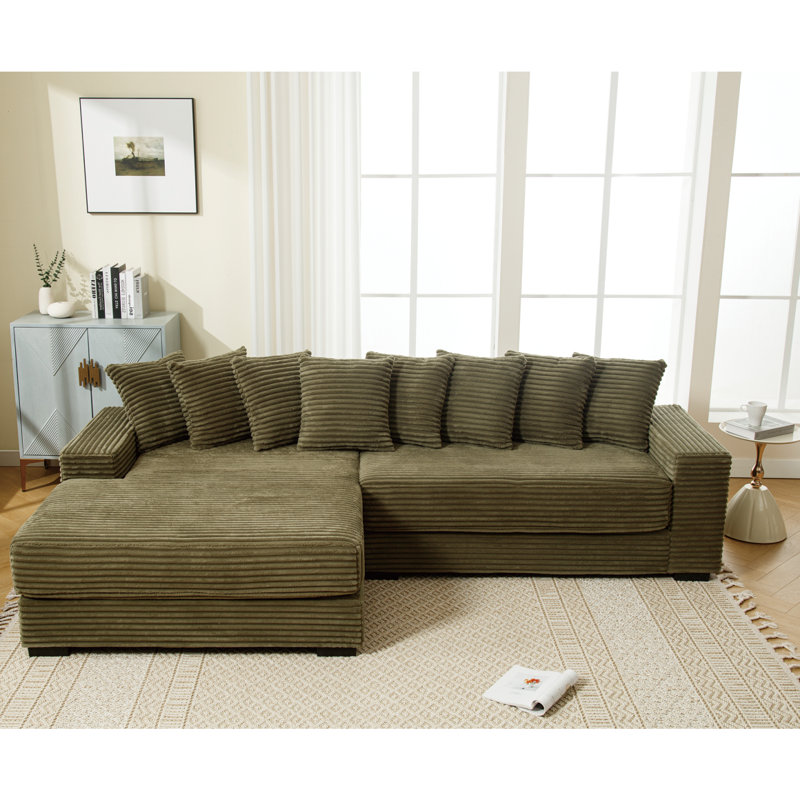 Modern Sofa[NEW ARRIVED] [VIDEO PROVIDED] Oversized 2-Piece Couches, L Shaped Sofa, Corduroy, Left Chaise Daybed,With Armrests,8 Throw Pillows,Corner Sofa,Easy To Assemble,