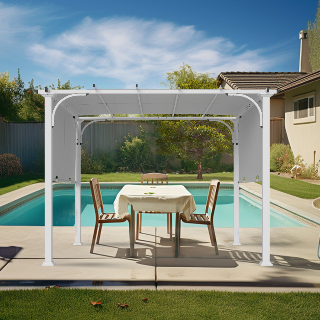 10 Ft. W x 10 Ft. D Steel Pergola with Canopy INTER HUT 