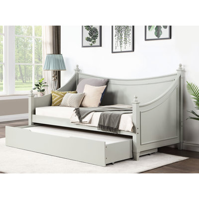 Lit de jour simple gris avec caractéristiques transitionnelles, moulure, affiche de style avec embouts, bois massif et bois d'ingénierie pour un rangement supplémentaire, lit de jour Design Center