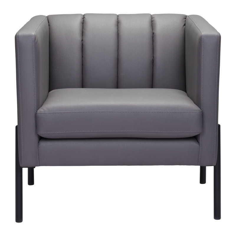 Faux Leather Armchair, Gray Faux Leather