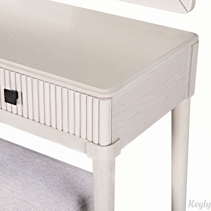 Vanity Desk with Mirror and Stool