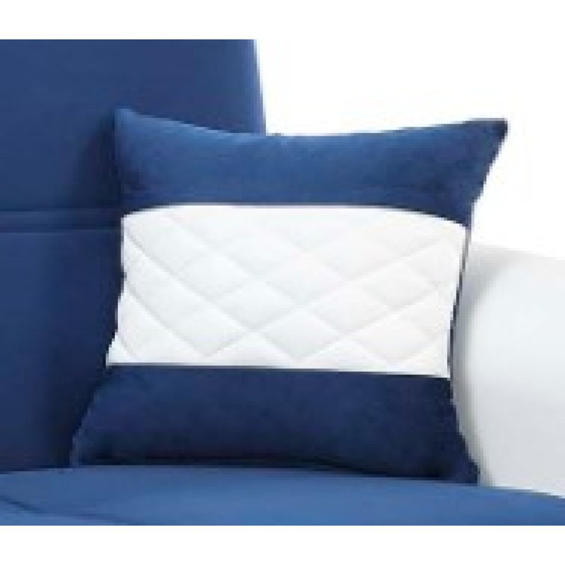 Sara Fabric Upholstered 3-in-1 Sleeper Sofa Bed with Storage, Blue/White Polyester, 36.61"H x 87.79"W x 33.46"D