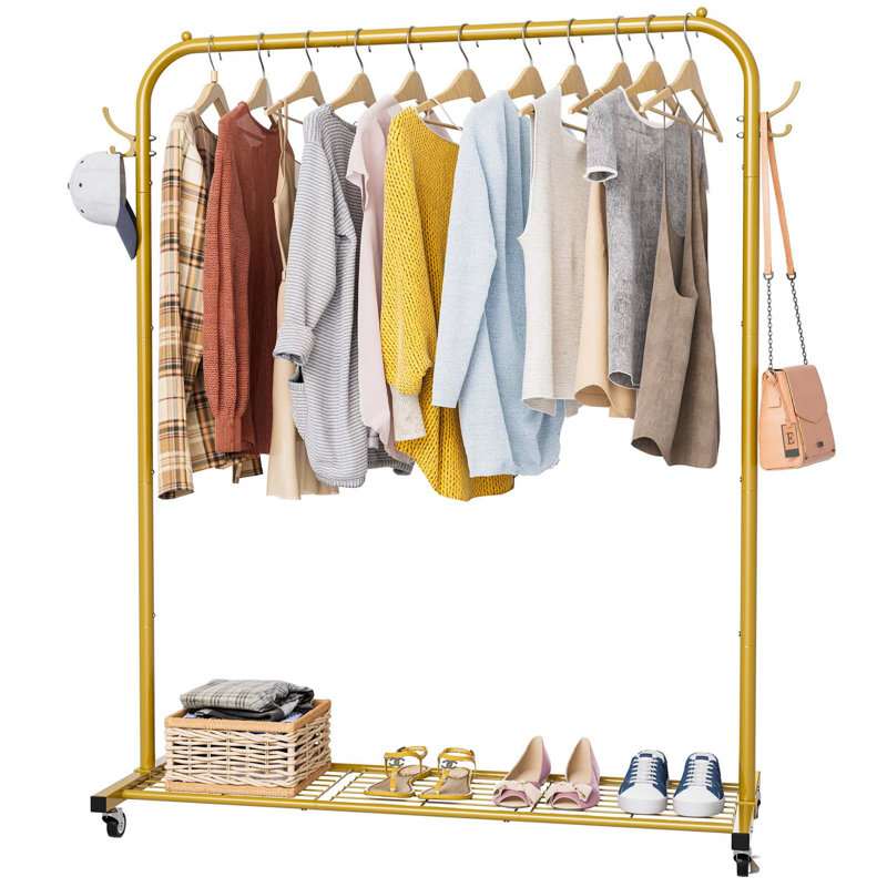 Bonville 100cm Rolling Clothing Rack, Gold