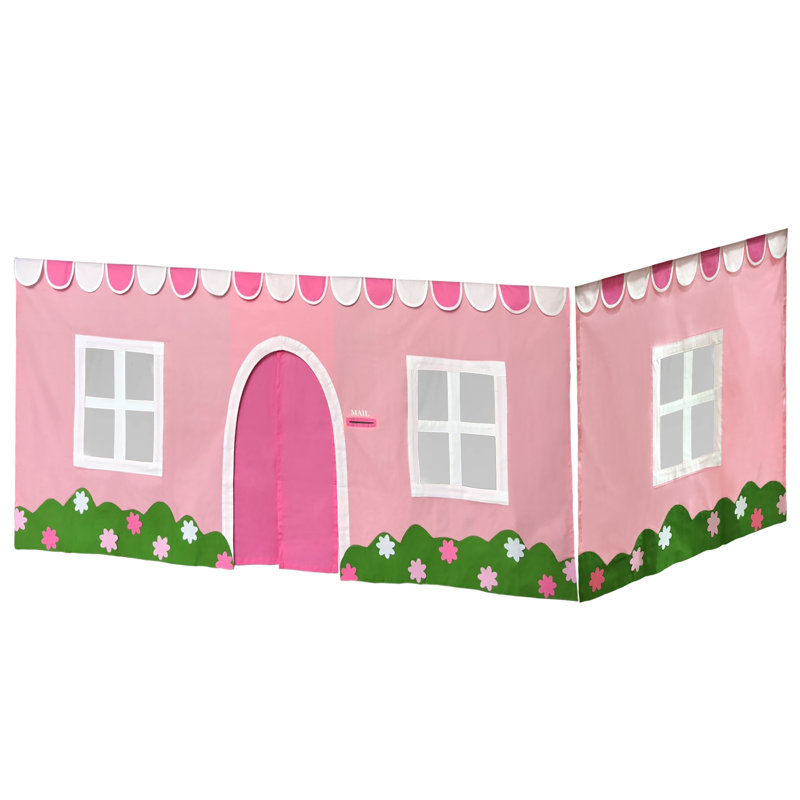 Rideau de style ferme, rose pâle/blanc