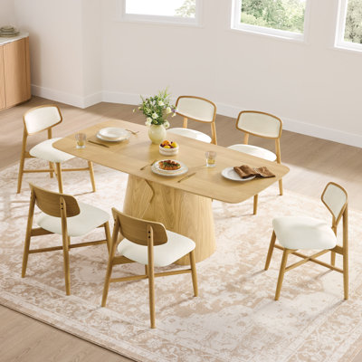 Table de salle à manger moderne 70,9 "avec base sculpturale en bois courbé