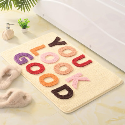 Beige Non-Slip Backing Bath Mat