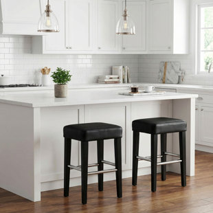 Upholstered Counter Stool with Solid Wood Frame