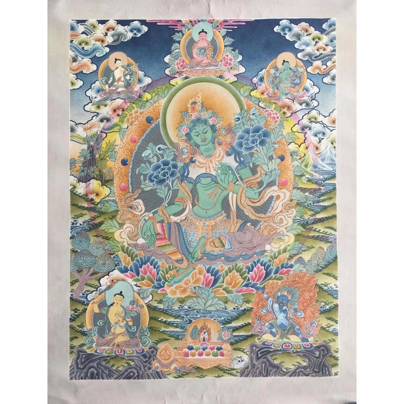 Vert Tara Thangka (Thangka sans brocart)