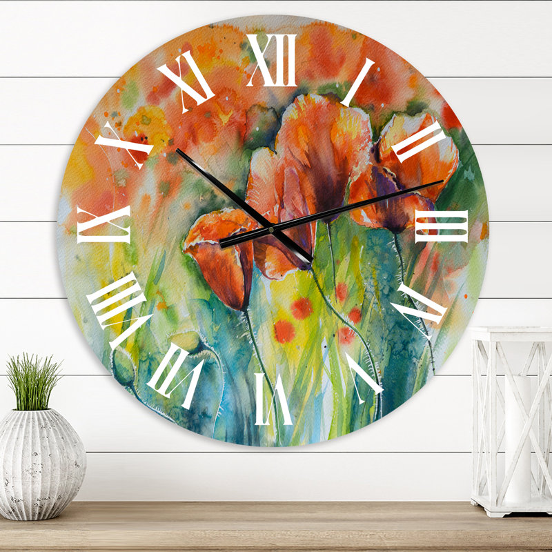 Coquelicots rouges - horloge murale traditionnelle, Petit