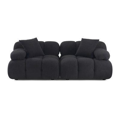 Chesnie Black Vegan Shearling Modular Loveseat