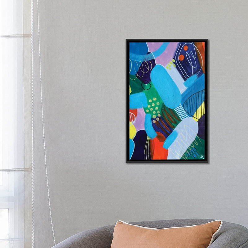 Flashy Emotion Abstract - reproduction d'art murale - toile encadrée, H 26 po x l 18 po, Noir
