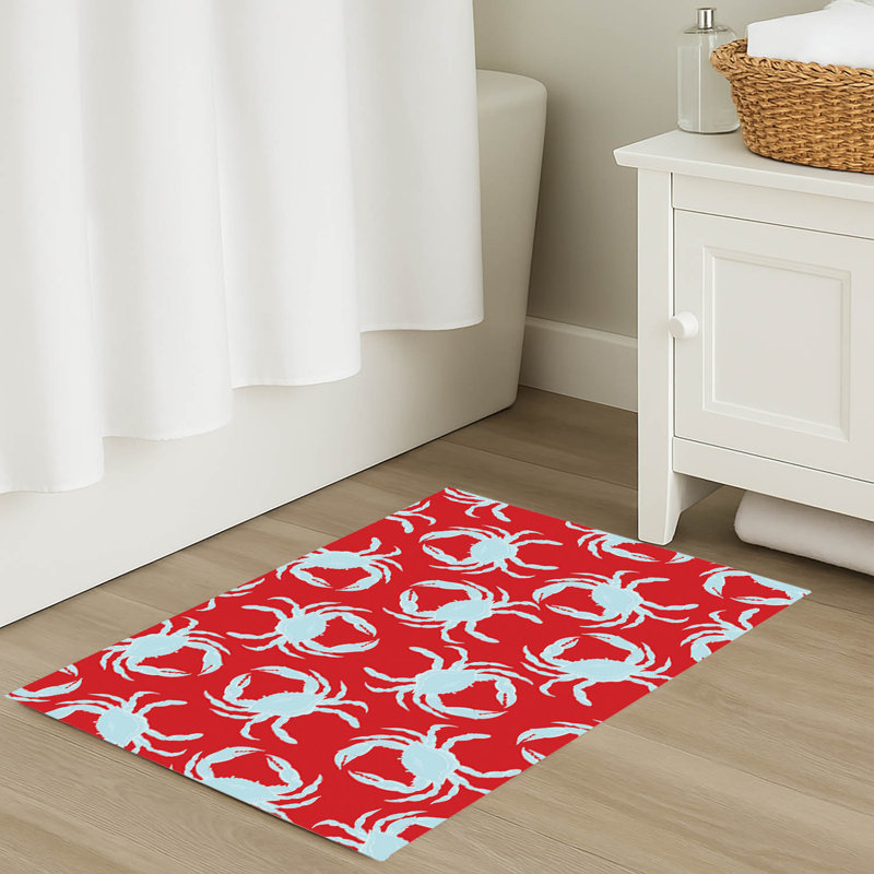 Tapis de bain Crabby, Simple - L 34 po x l 21 po, Rouge